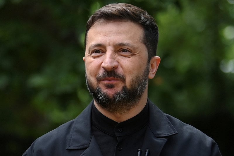 Ukrainas president Volodymyr Zelenskyj under sitt besök i Storbritannien i måndags.