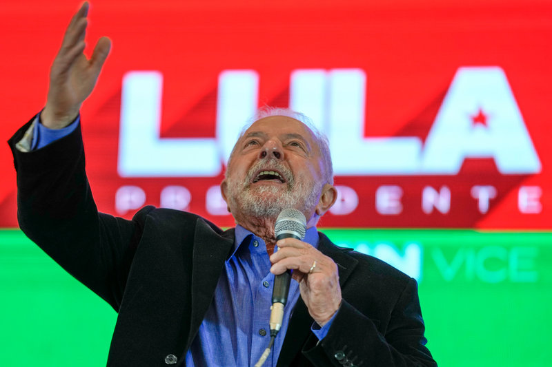 Lula da Silva på ett kampanjmöte i São Paulo i tisdags.
