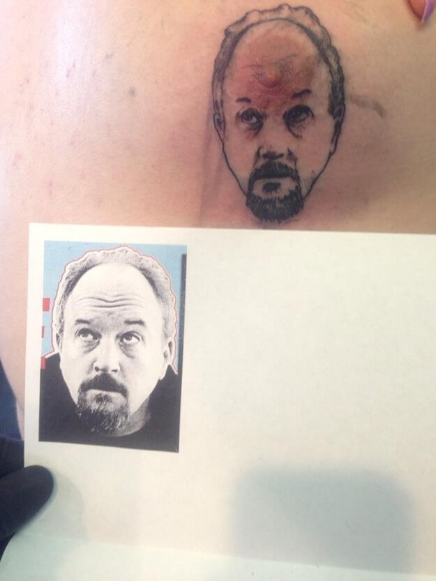 Japp, det är komikern Loius CK förevigad på en bröstvårta. Japp, det är komikern Loius CK förevigad på en bröstvårta.