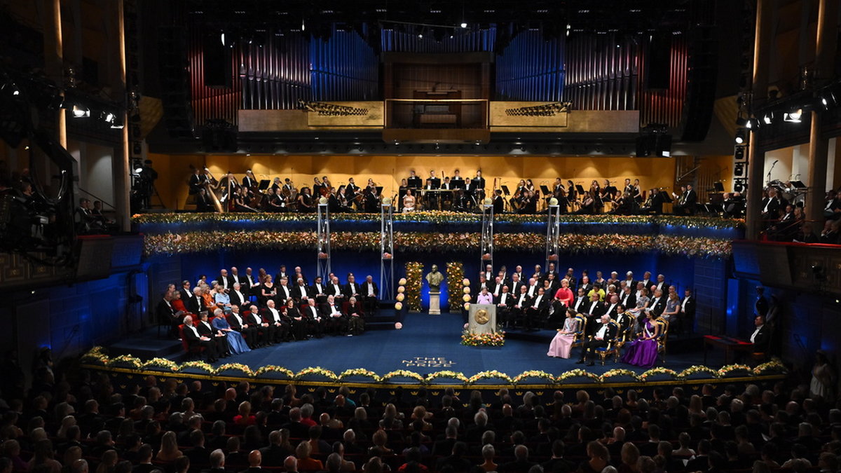 Nobelprisutdelningen i Konserthuset i Stockholm på söndagen.