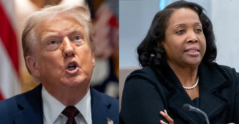 President Donald Trump och Fed-ledamoten Lisa Cook.