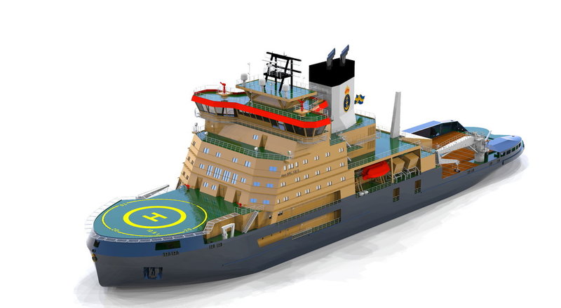 Illustration av designen för Sveriges nya isbrytare.