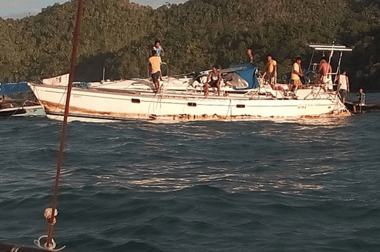 Segelbåten hittades utanför Filippinerna. 