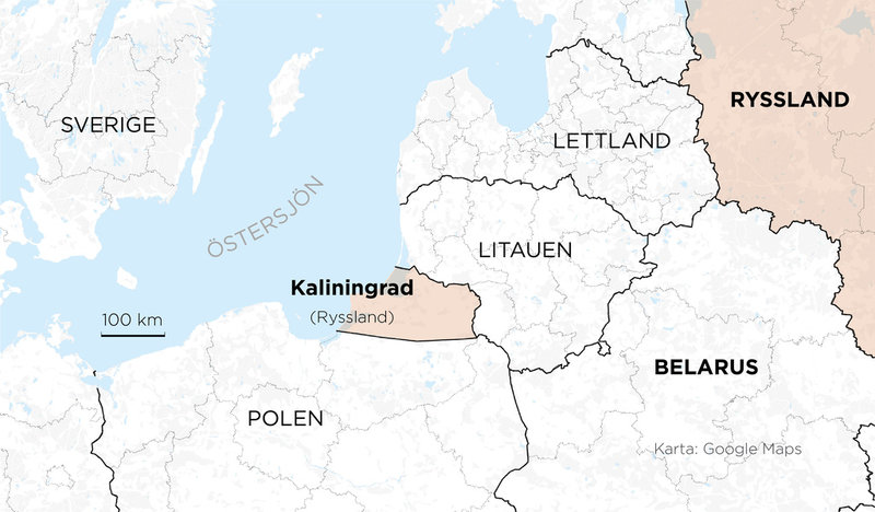 Kaliningrads läge i Östersjöområdet.