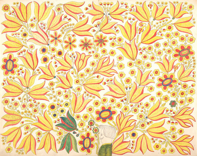 Sölvi Helgason, "Blomkomposition i gul", 1858–1895.