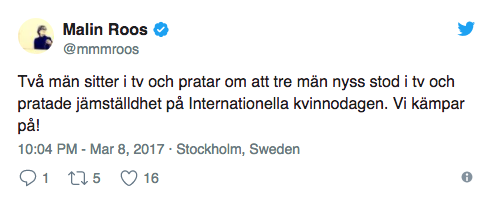 Malin Roos tweet Malin Roos tweet