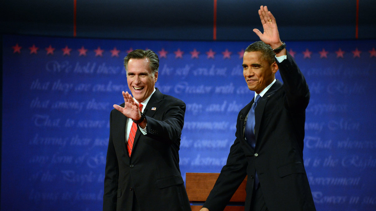 Mitt Romney och Barack Obama - två glada killar.