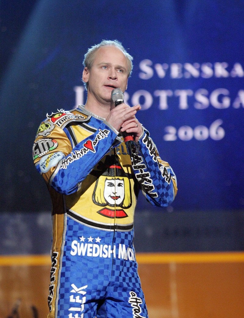 Komikern Robert Gustafsson imiterar Tony Rickardsson 2006. Foto: Jonas Ekströmer/TT