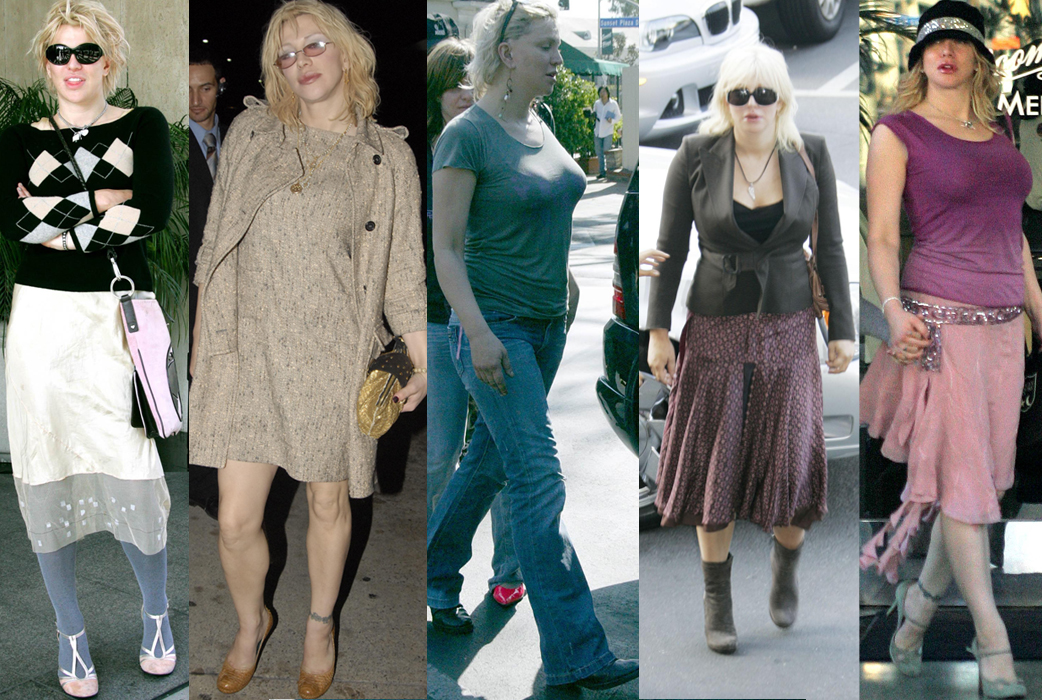 Courtney Love må vara grungens urmoder, men hennes kläder påminner mer om nån galleritant med godisar i öronen och klädkonto på Gudrun Sjödén. Courtney Love må vara grungens urmoder, men hennes kläder påminner mer om nån galleritant med godisar i öronen och klädkonto på Gudrun Sjödén.