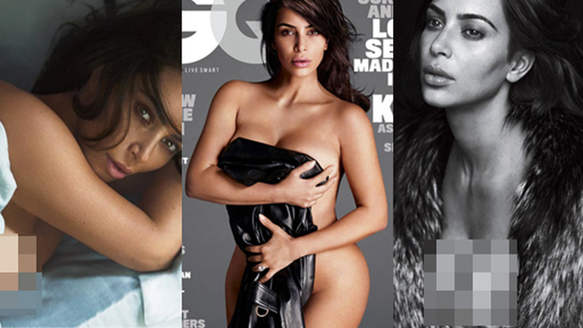 Kim Kardashian poserar för GQ. 