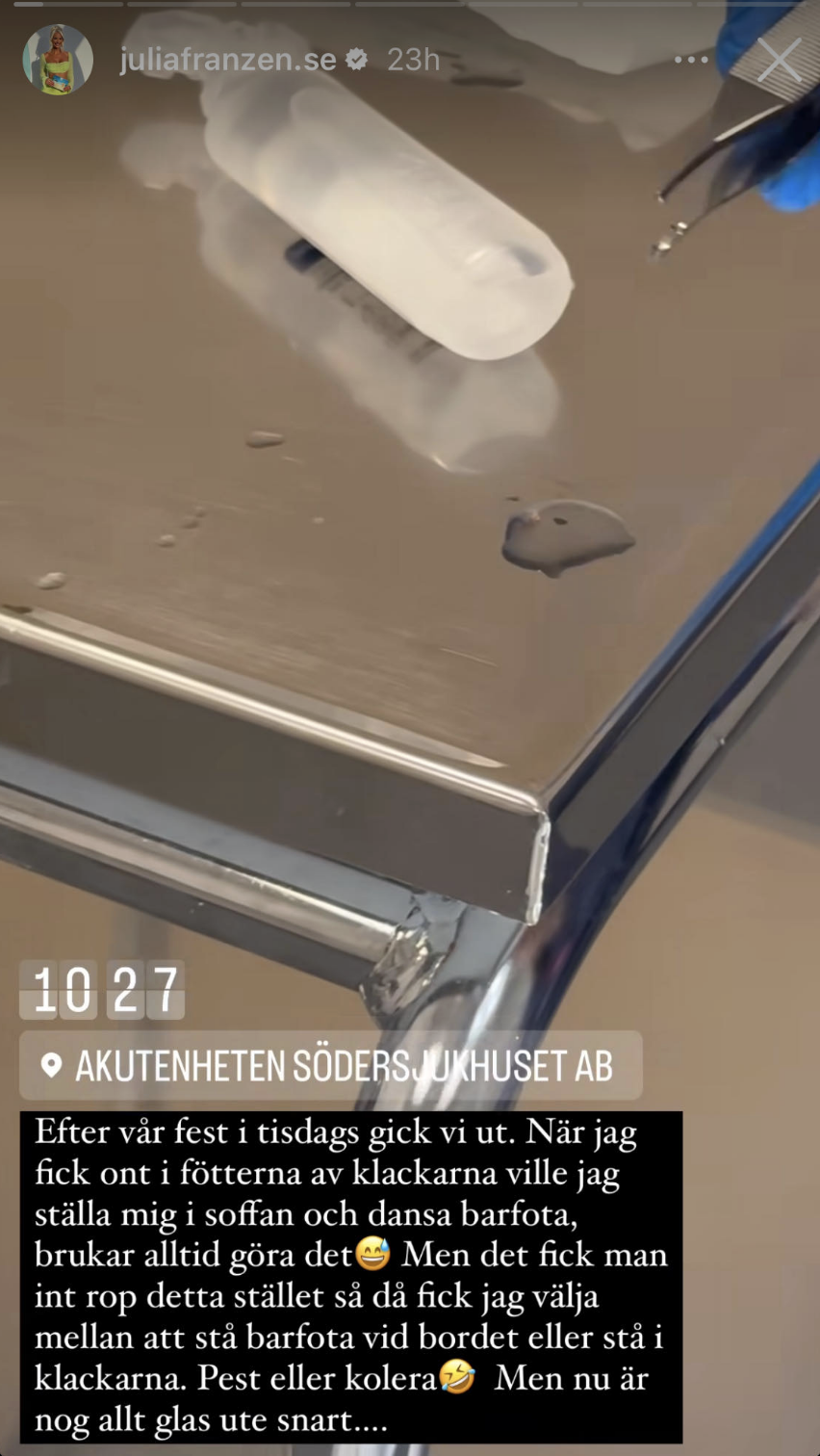 Julia Franzén hamnade på sjukhus efter sexfest