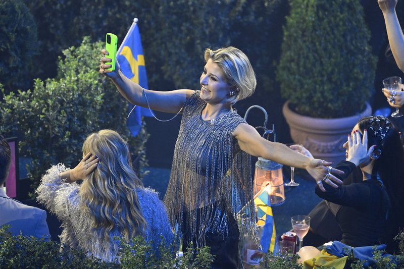 Cornelia Jakobs i greenroom under lördagens final.