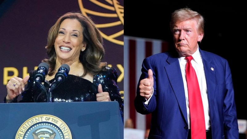Kamala Harris och Donald Trump. Foto: Mark Schiefelbein & Alex Brandon
