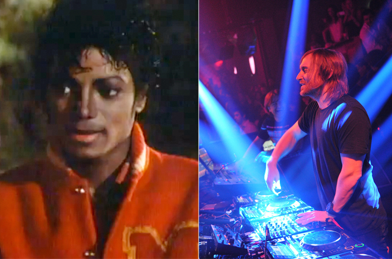 Michael Jacksons "Thriller" är inte många veckor före David Guettas låt på Billboard.