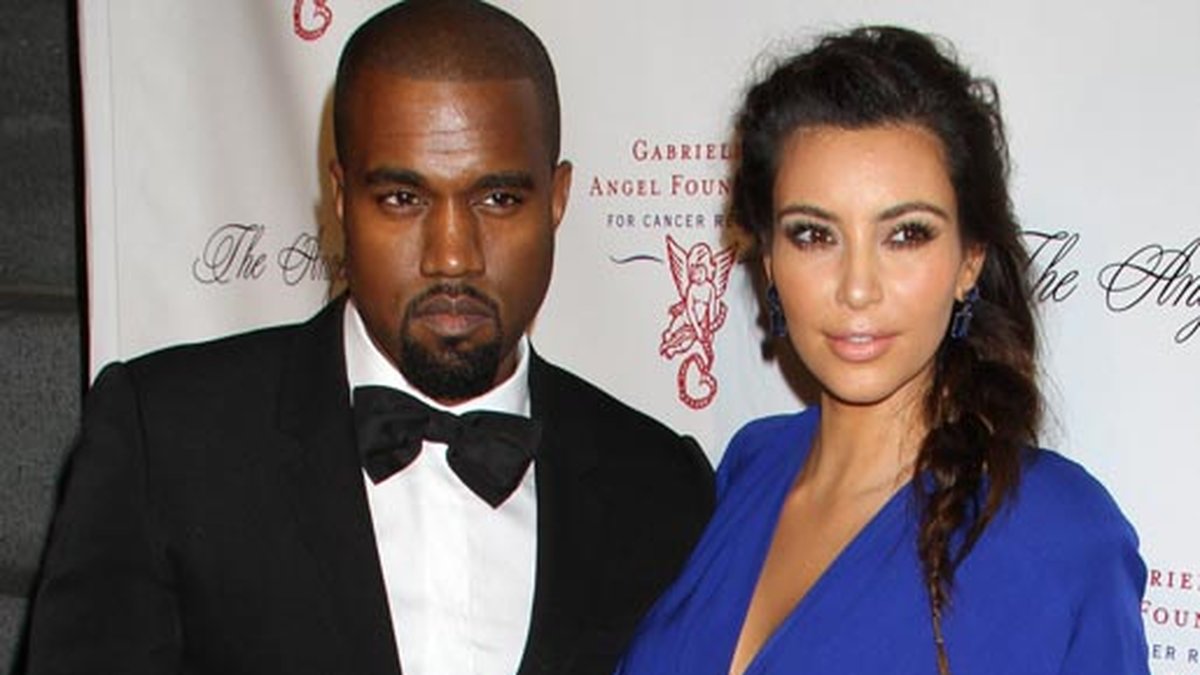 Kanye West och Kim Kardashian på fest i New York 2012.