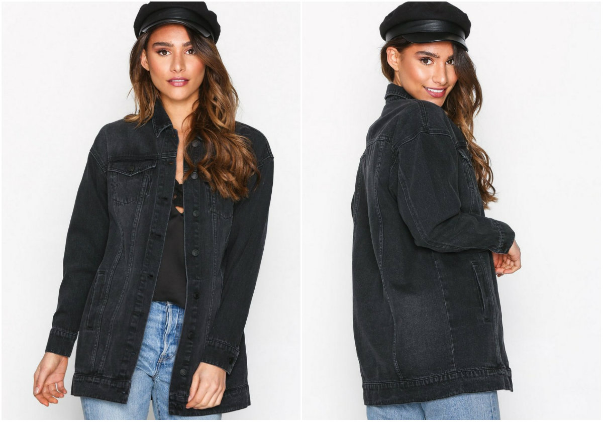 Lång mörk jeansjacka Lång mörk jeansjacka