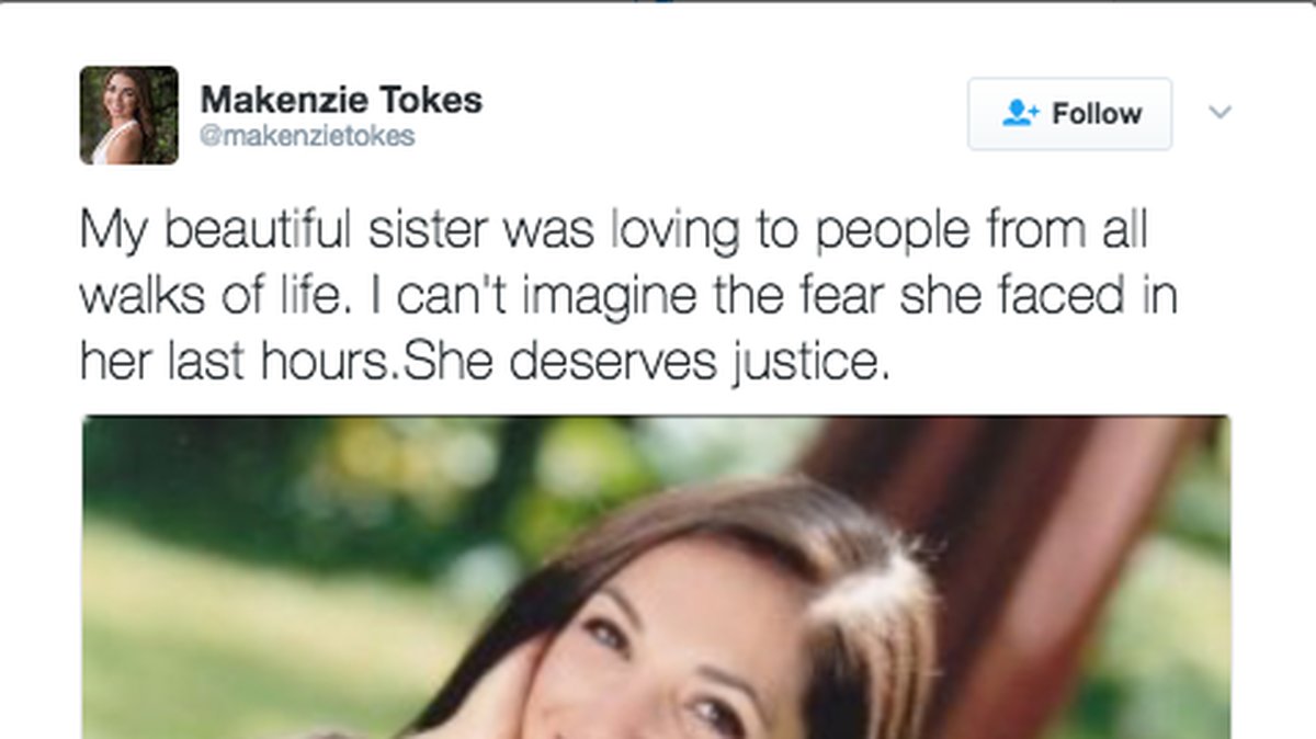 Systern Makenzie Tokes delar med sig av sorgen på sociala medier. 