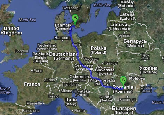 En av vägarna från Rumänien till Malmö. Det är relativt liten risk att fastna i en passkontroll.