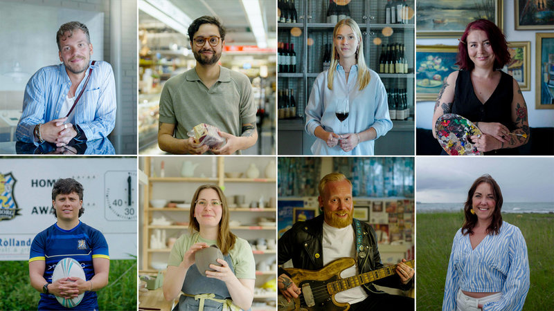 John Anväg, Sébastian Nemorin, Anna Lallo, Emilia Blomqvist, Sofie Cassman Eklöf, Amanda Reventlid, Henrik Fransson och Jasmine Rosell är de åtta deltagarna i den nya säsongen av "Gift vid första ögonkastet". Pressbild/collage.