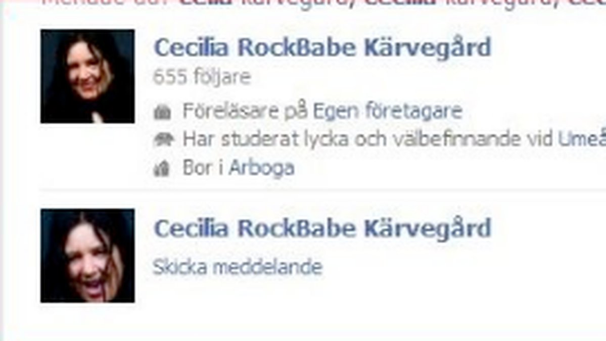 Det finns flera varianter av Cecilia egentliga Facebookprofil. Samtliga skapade av samma person.