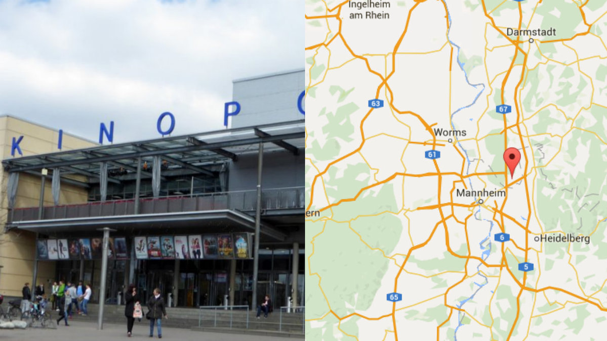 En beväpnad man ska ha skjutit på ett biokomplex i södra Hessen Viernheim i Tyskland. 