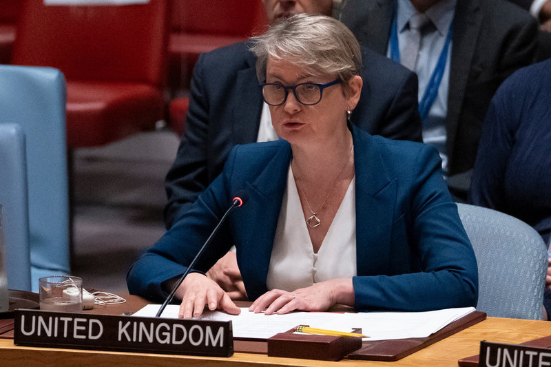 Storbritanniens utrikesminister Yvette Cooper i FN:s säkerrhetsråd.