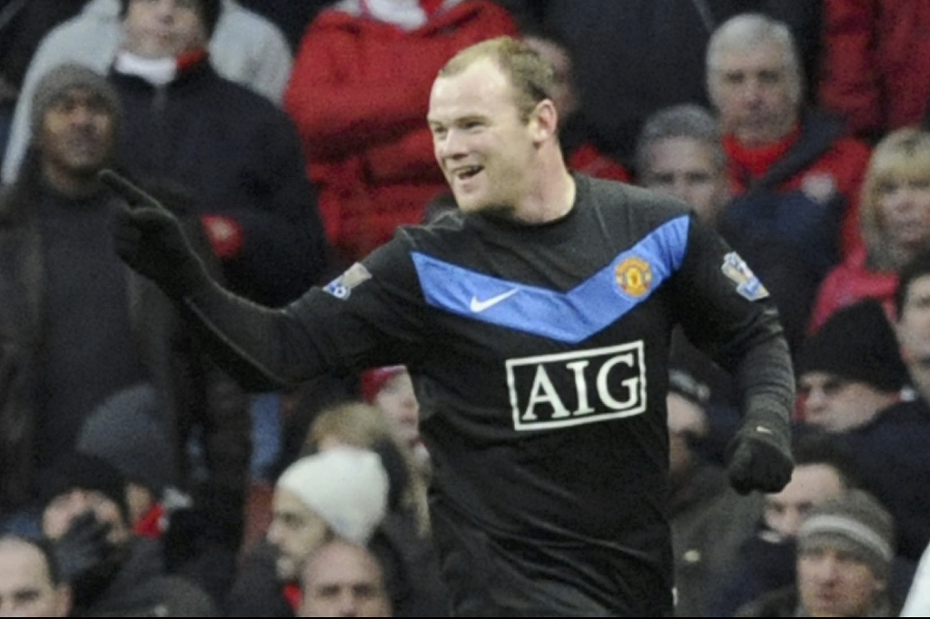 Wayne Rooney efter målet på Emirates Stadium.