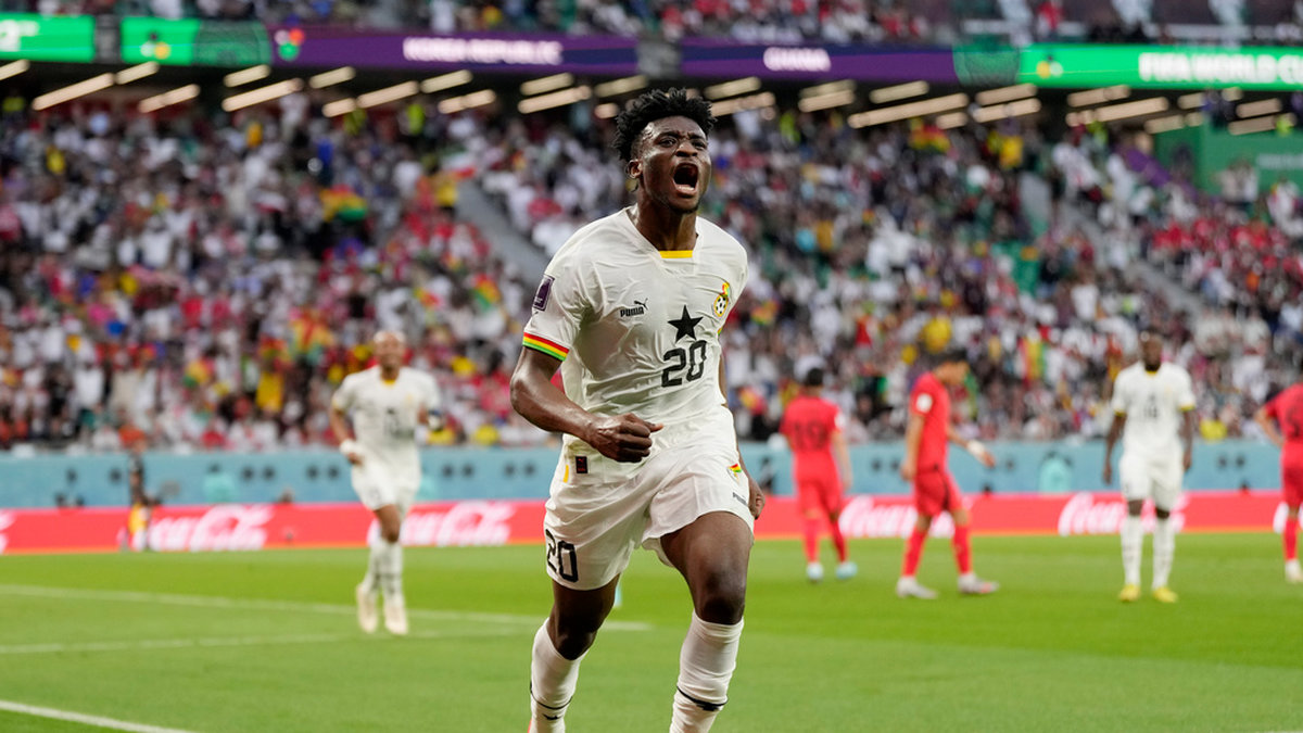 Mohammed Kudus jublar efter sitt segermål för Ghana.