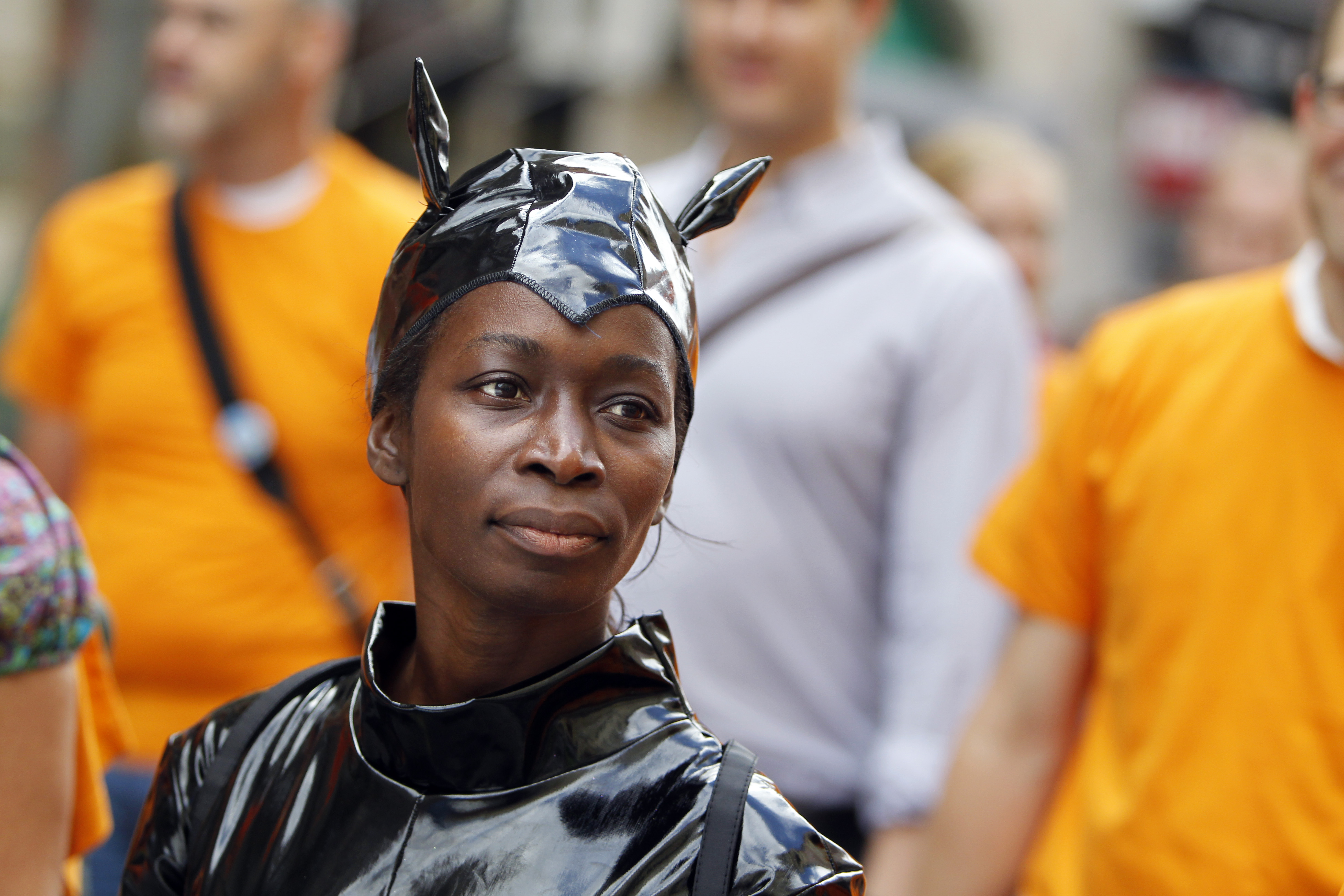 Sabuni under Prideparaden i Stockholm 2010, utklädd till Catwoman.