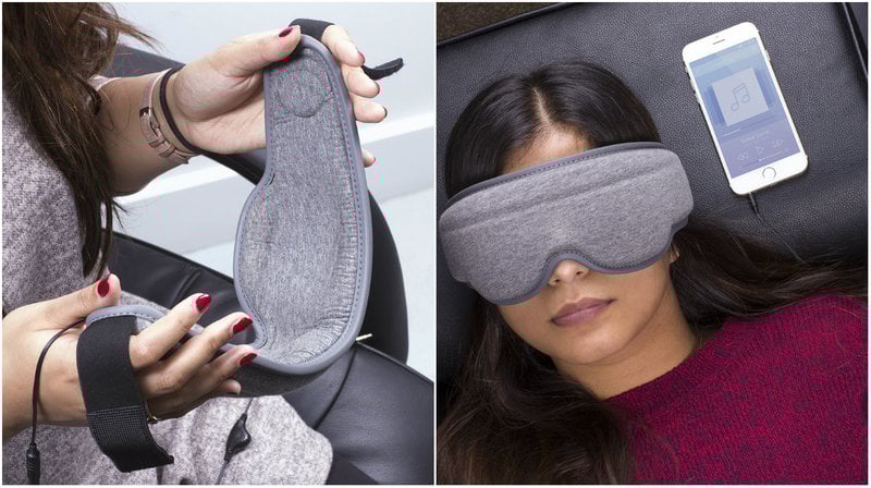 Sovmask med hörlurar