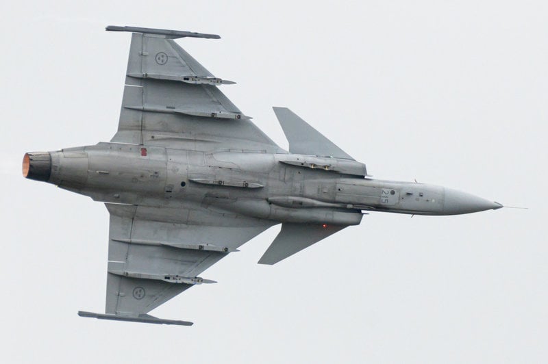Jas 39 Gripen i samband med flygövning i Uppsala under våren.