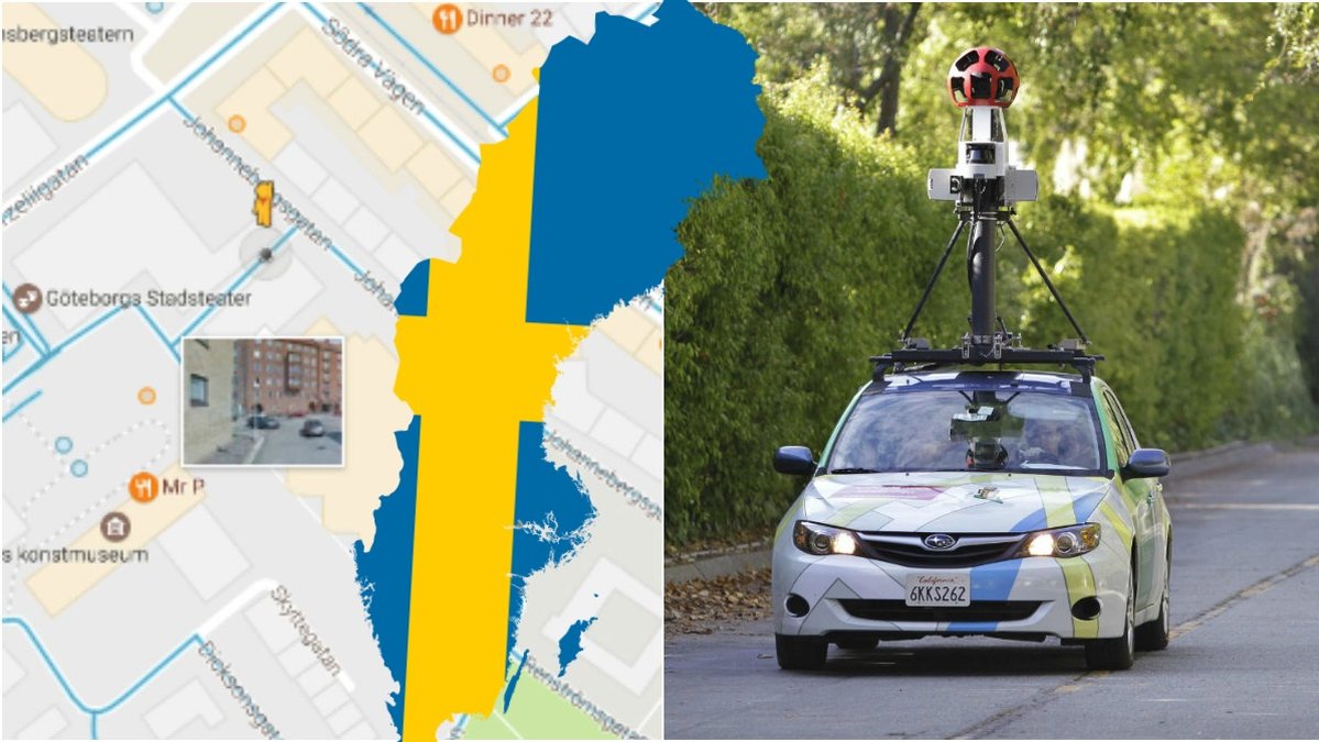 Google-bilen åker till Sverige.