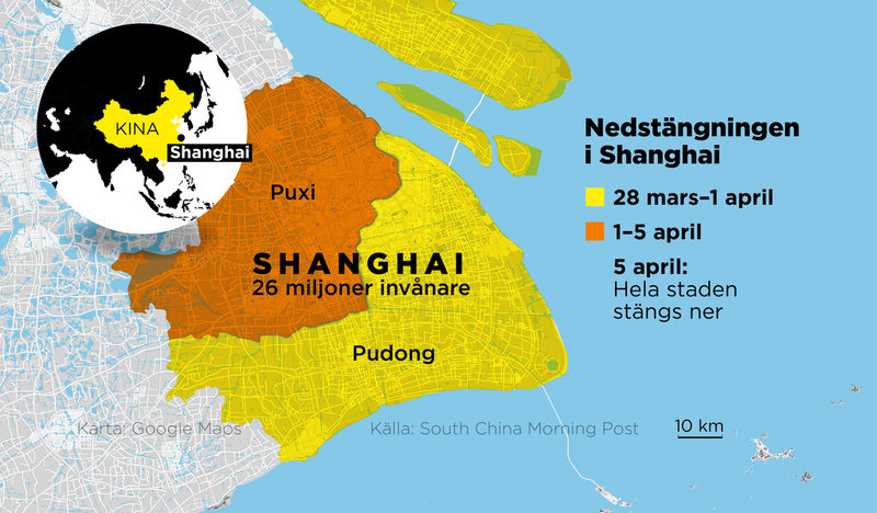 Hela Shanghai är nedstängt efter ny coronavåg.