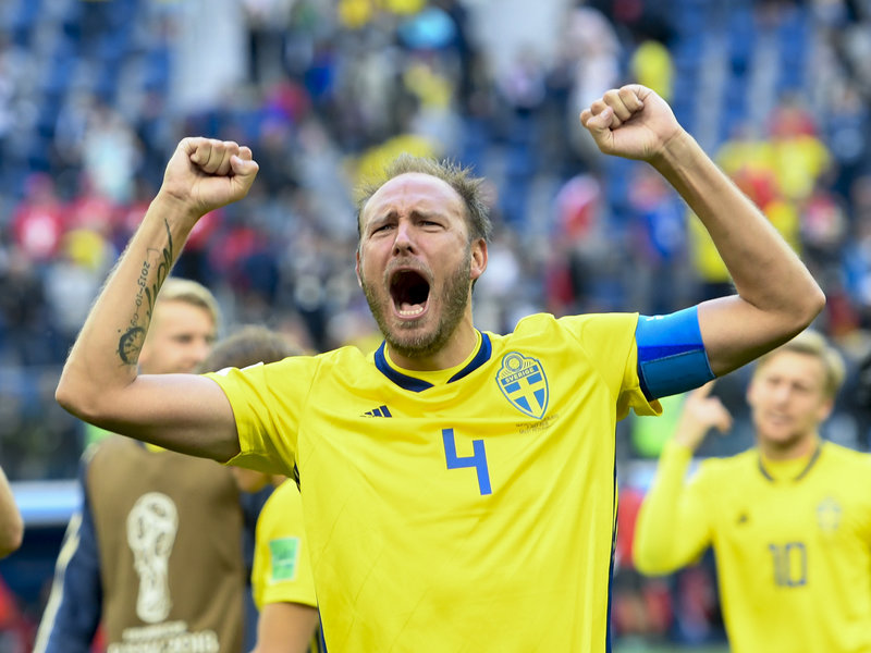 Andreas Granqvist celebrates. Andreas Granqvist celebrates.