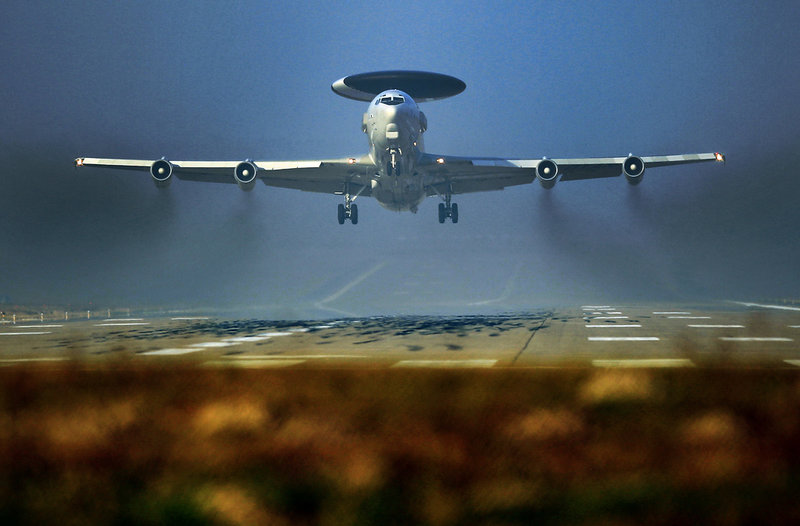 Natos övervakningsflyg av typen Awacs. Arkivbild.