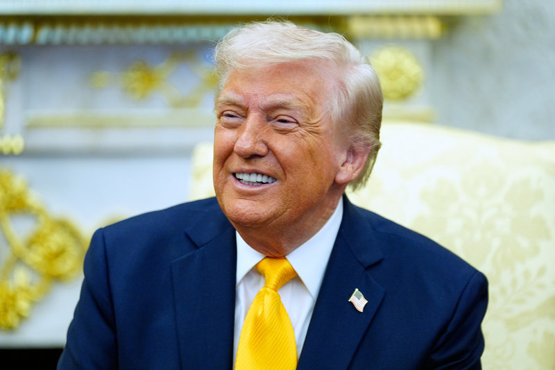 USA:s president Donald Trump under en pressträff med Japans premiärminister Sanae Takaichi i Vita huset på torsdagen. 