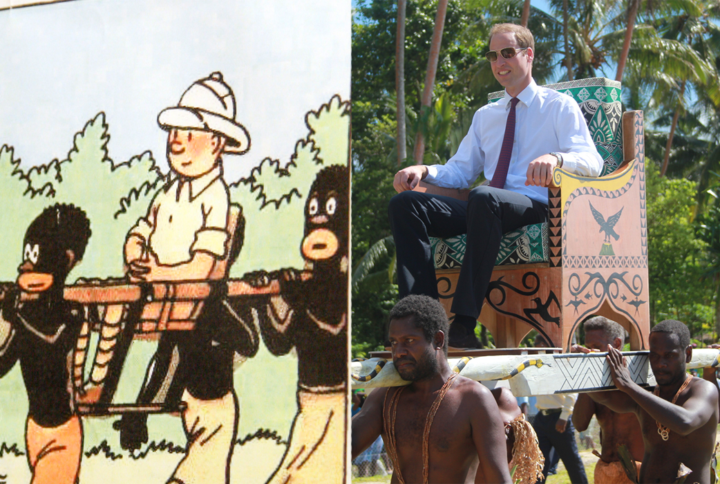 Prins William till vänster och Tintin till höger - eller? Bilden på prinsen togs den 18 september.