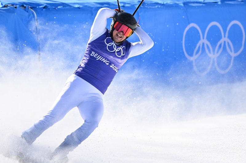 Erik Mobärg efter fjärdeplatsen i Peking-OS 2022. Arkivbild.