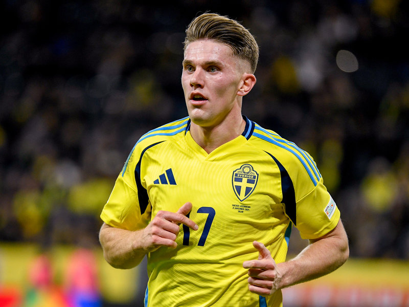 Viktor Gyökeres i den svenska landslagströjan. Arkivbild.