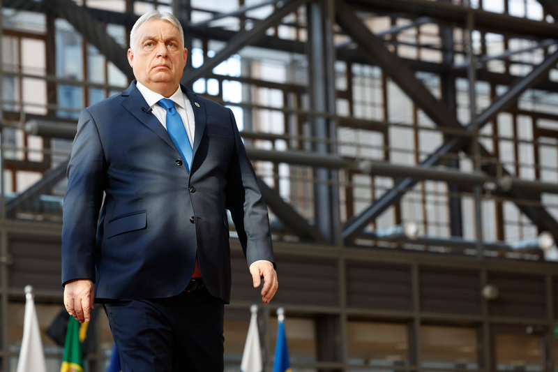 Ungerns premiärminister Viktor Orbán på plats i Bryssel.