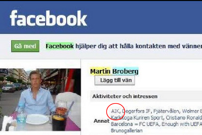 Så här såg Martin Brobergs profil ut innan han tog bort AIK.