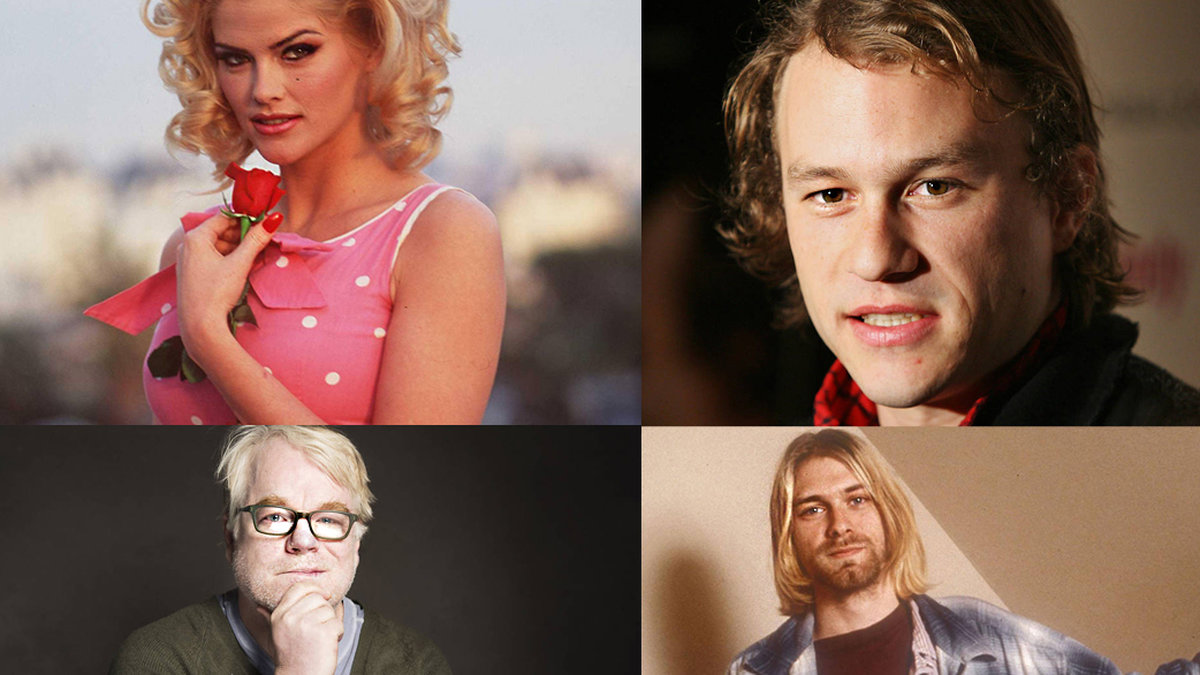 Anna Nicole Smith, Heath Ledger, Philip Seymour Hoffman och Kurt Cobain lämnade oss alla för tidigt.