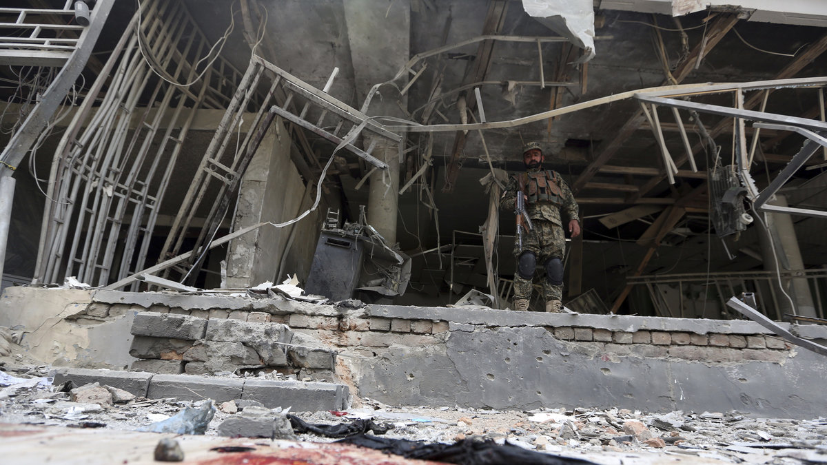Blod efter en självmordsbombare i Kabul, Afghanistan.