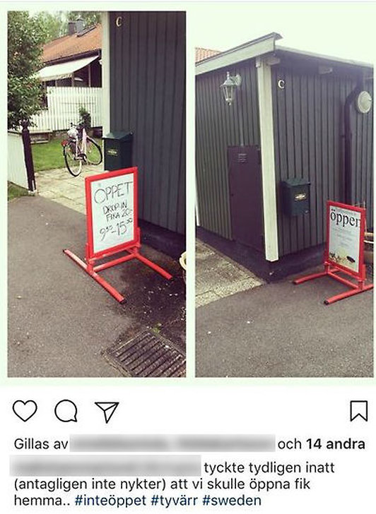 Skylt från fik Skylt från fik
