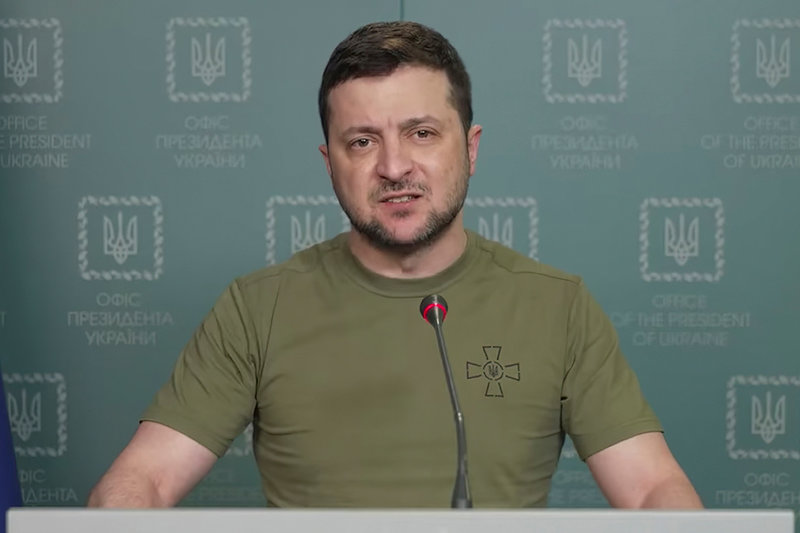 Ukrainas president Volodymyr Zelenskyj slår tillbaka mot Rysslands påståenden om tillverkning av biologiska vapen på ukrainsk mark. Arkivbild.