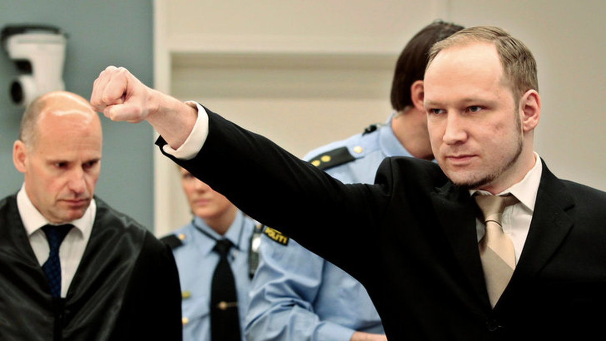 Anders Breivik under rättegången. 