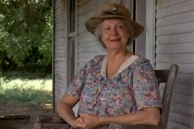 1986. Geraldine Page i rollen som Carrie Watts i The Trip to Bountiful. 