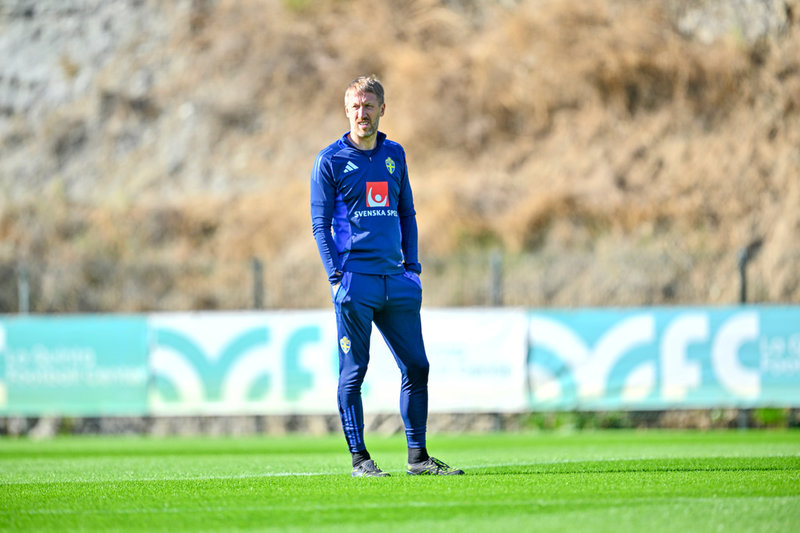 Förbundskapten Graham Potter under en landslagsträning i Marbella.