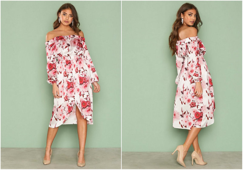Off-shoulder blommig