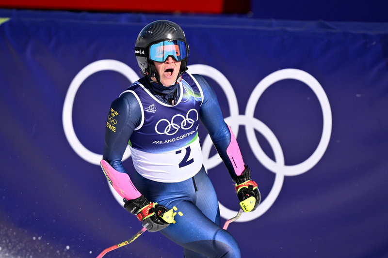 Sara Hector efter målgång.